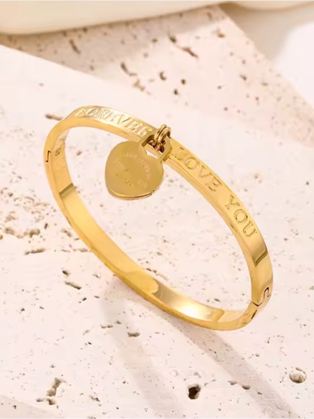 Gold Love Bracelet – Minimal Elegant Blush Aesthetic, Romantic Gift Jewelry